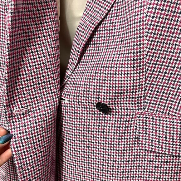 NWOT TALBOTS Pink Houndstooth Check Blazer 12 - Picture 2 of 8